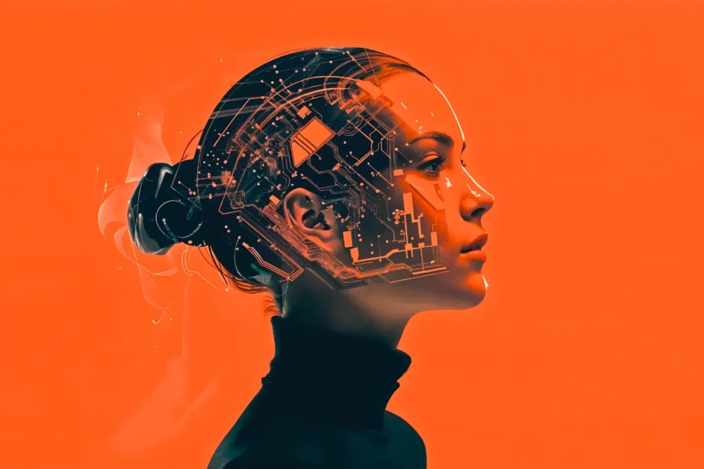 Al Agent automation - Robotic human face